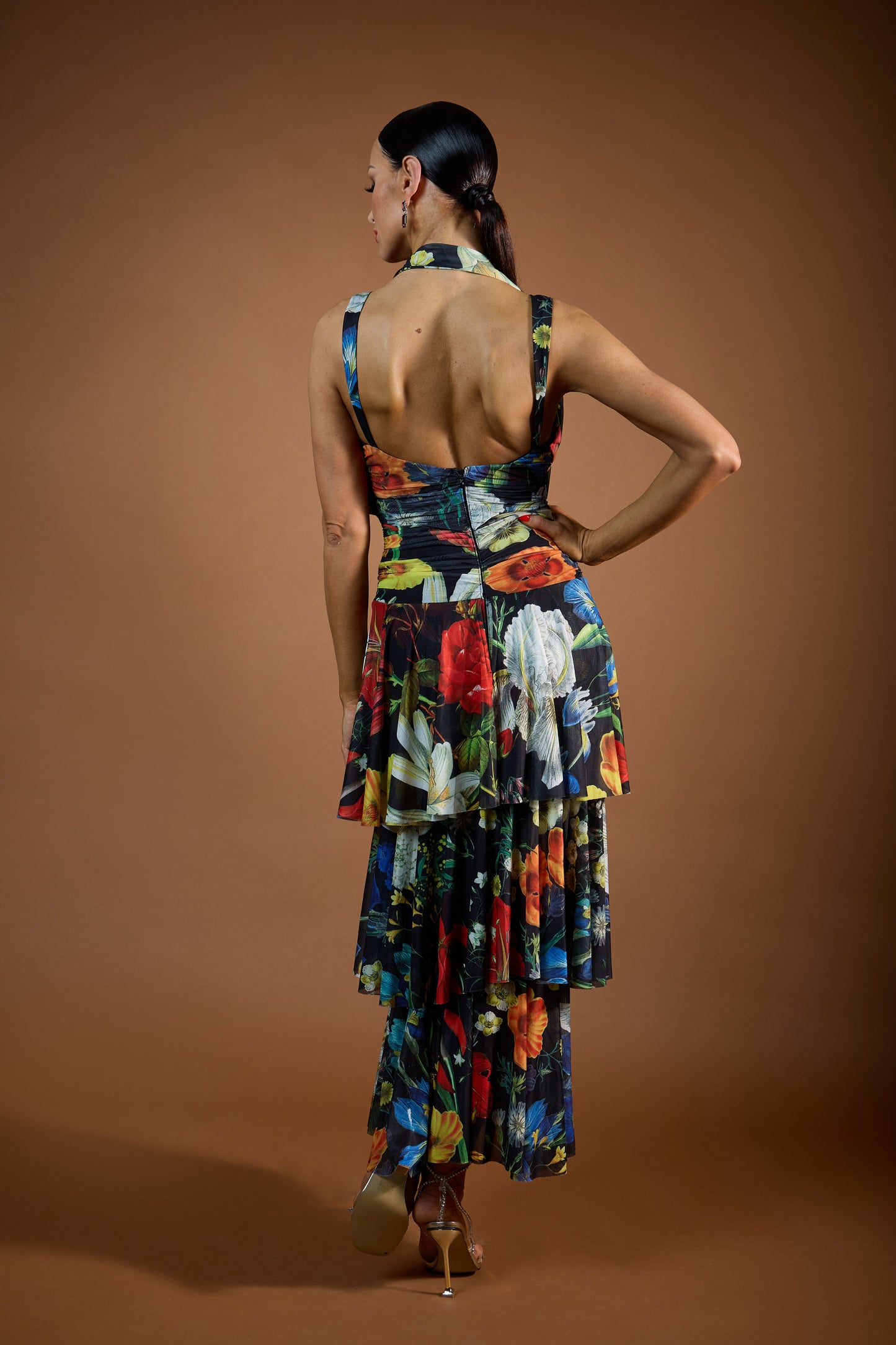 Deep-V Sleeveless Pleated Evening Dress