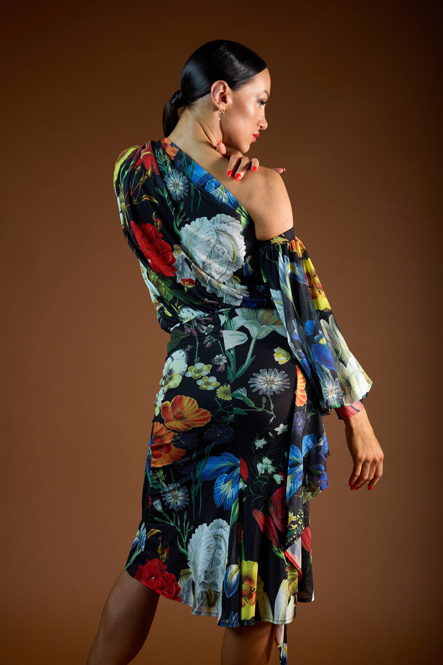 Floral Print Ruffle Short Skirt