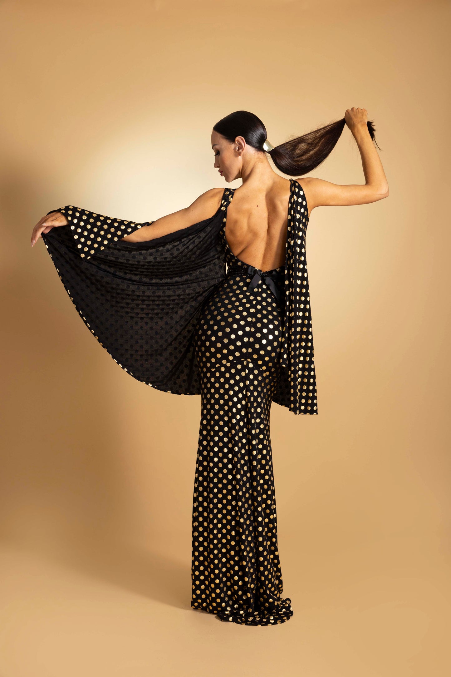 Sleeveless Bat Wing Back Evening Dress