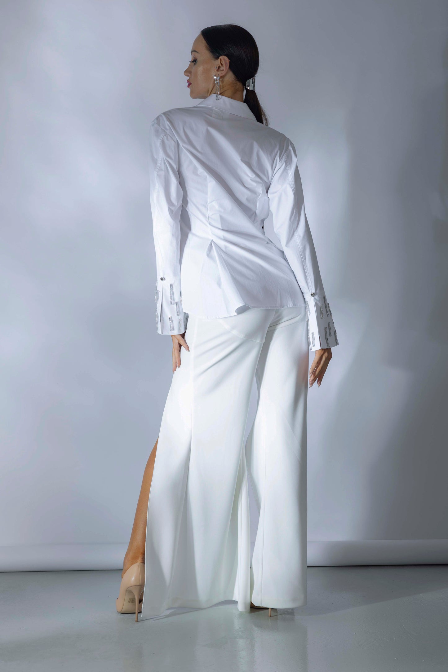 Slim Cut Large Collar Long Sleeves Shirt