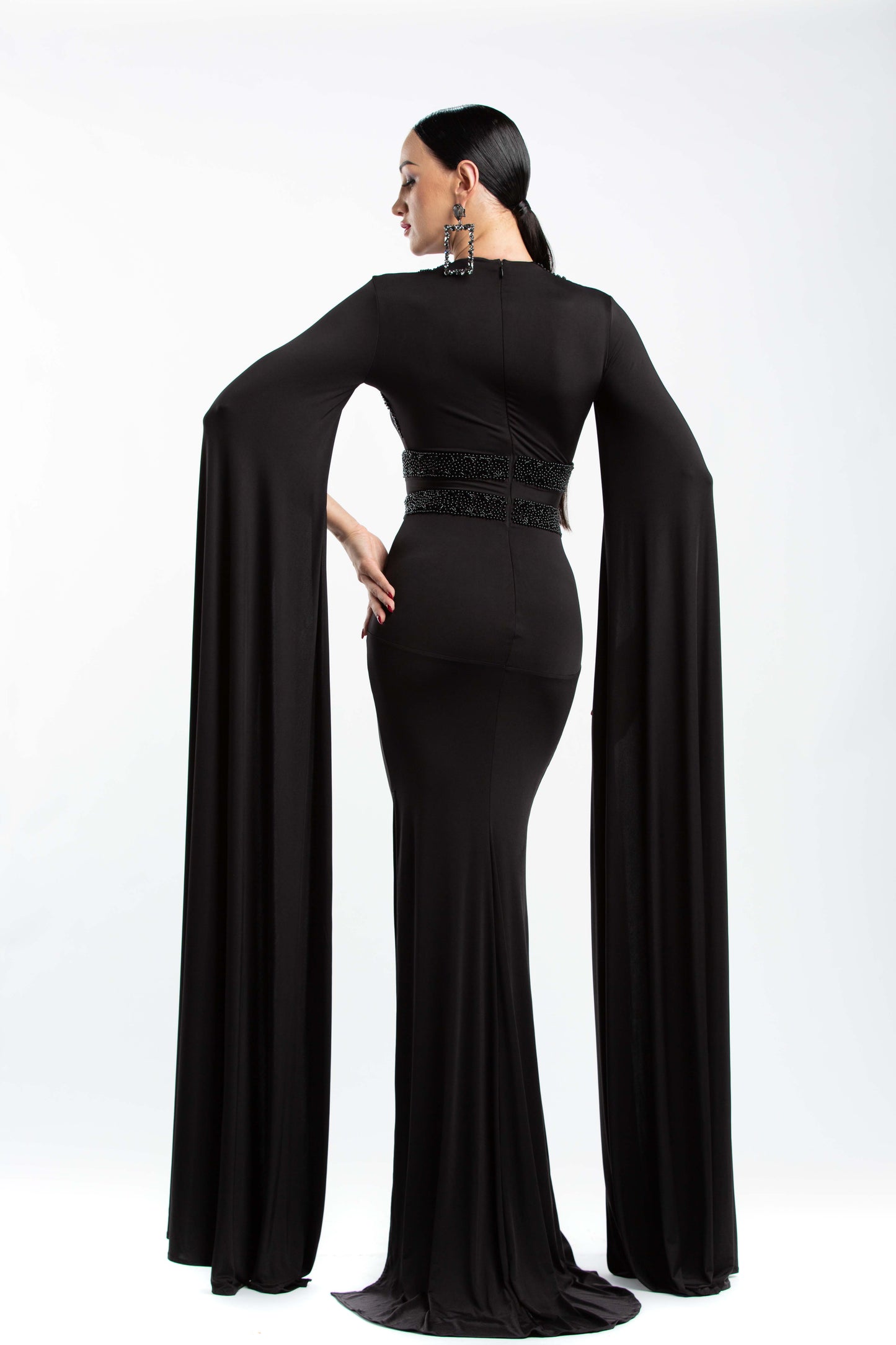 Long Sleeves V-Neck Evening Dress