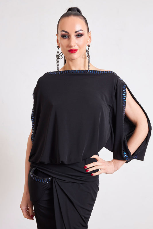 Boat Neck Crystal Edge Top