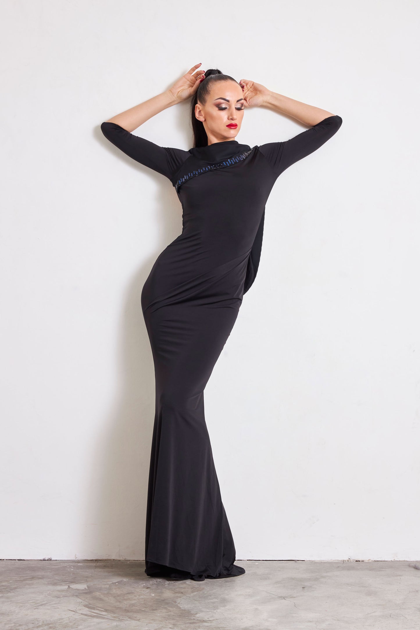 Open Back Crystal Edge Evening Dress