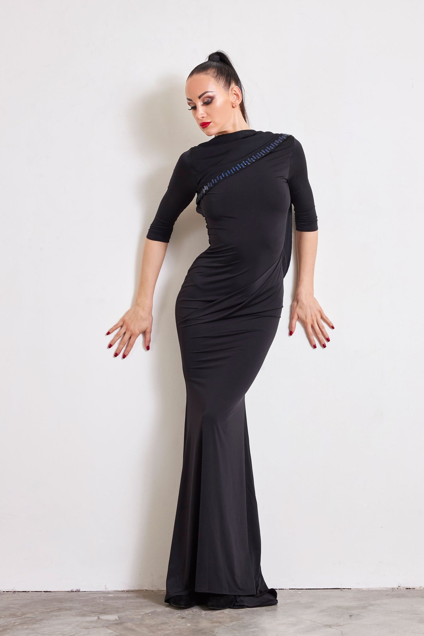 Open Back Crystal Edge Evening Dress