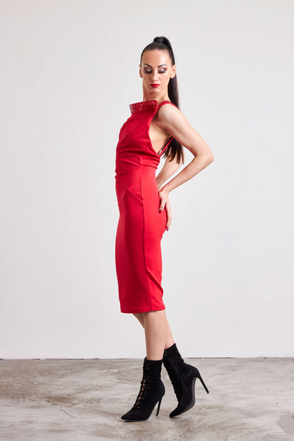 Open Back Crystal Edge Cocktail Dress