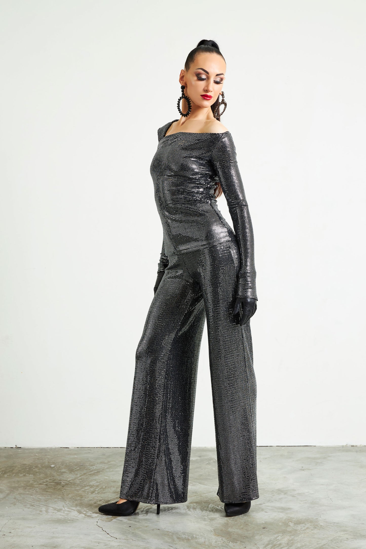 Mirror Sequin Wide Leg Pants