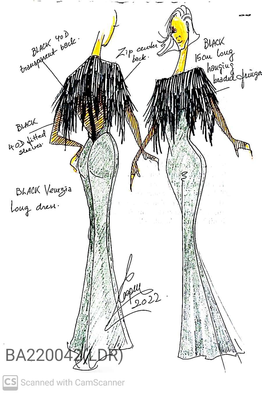 Boat Neck Beaded Fringe Evening Dress