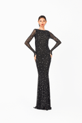 Long Sleeves Rainy Stone Evening Dress