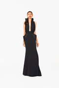 Big Bow Crystal Edge Evening Dress