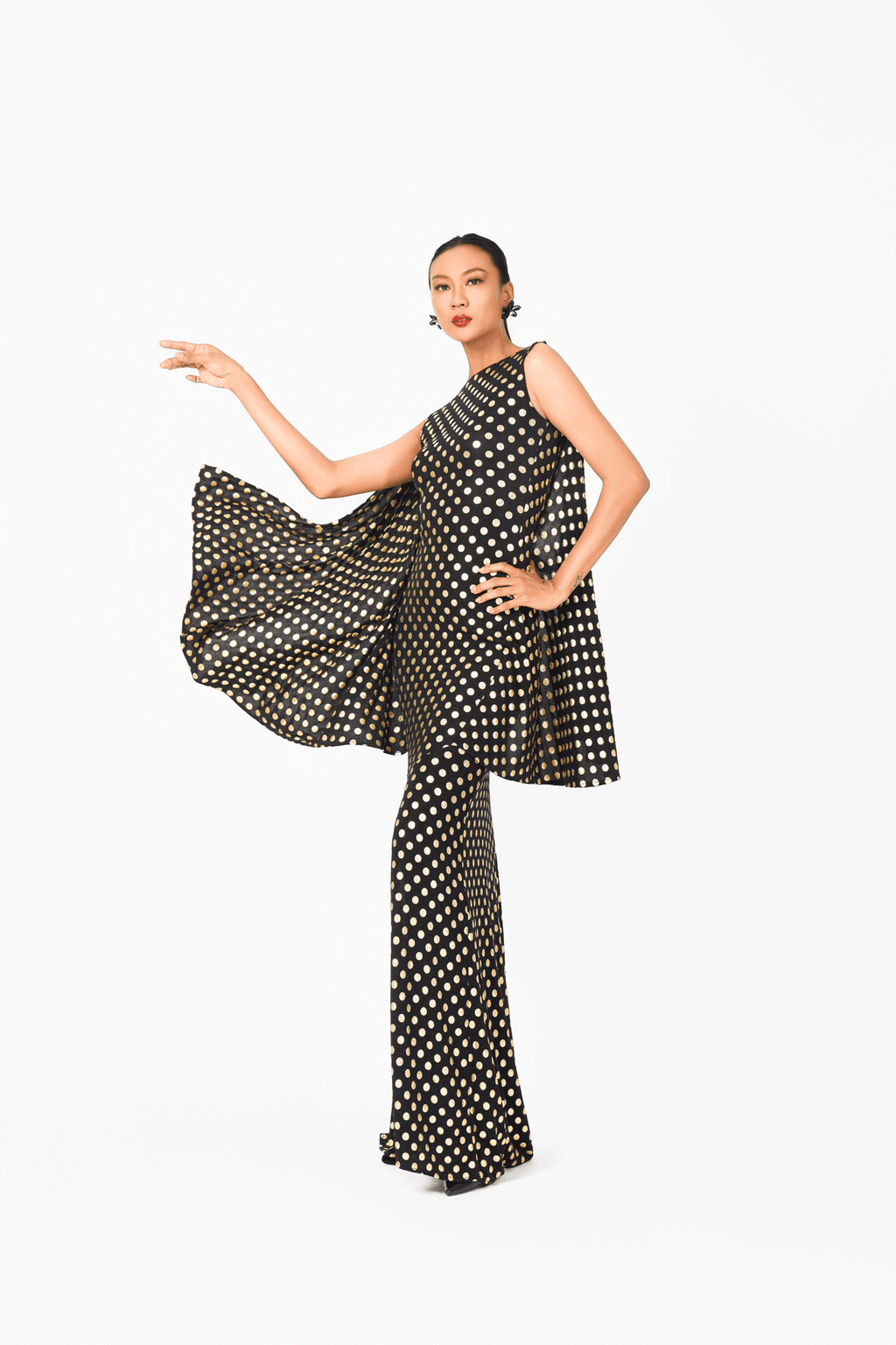 Sleeveless Bat Wing Back Evening Dress