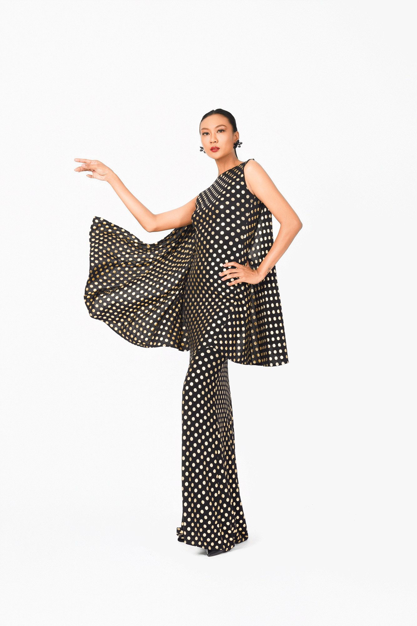 Sleeveless Bat Wing Back Evening Dress