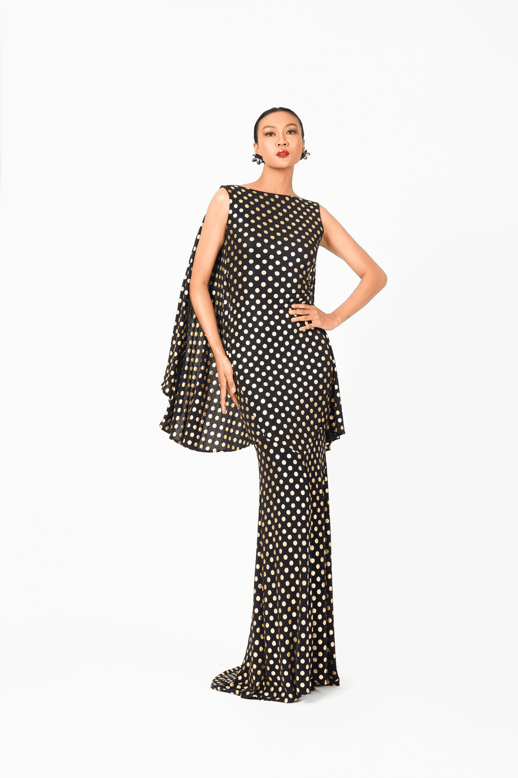 Sleeveless Bat Wing Back Evening Dress