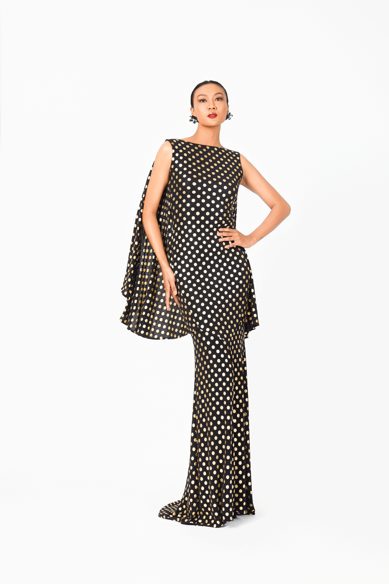 Sleeveless Bat Wing Back Evening Dress