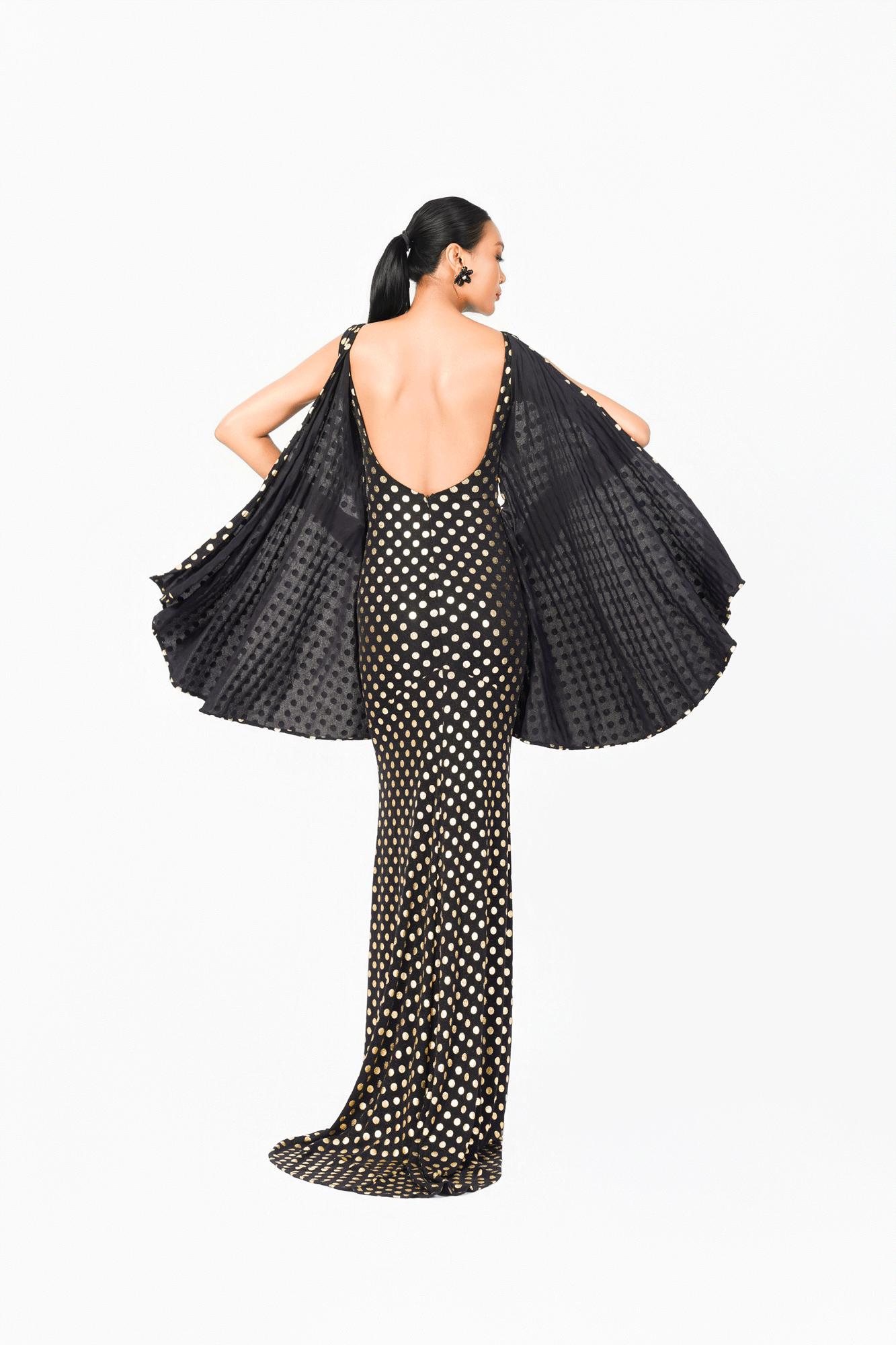 Sleeveless Bat Wing Back Evening Dress