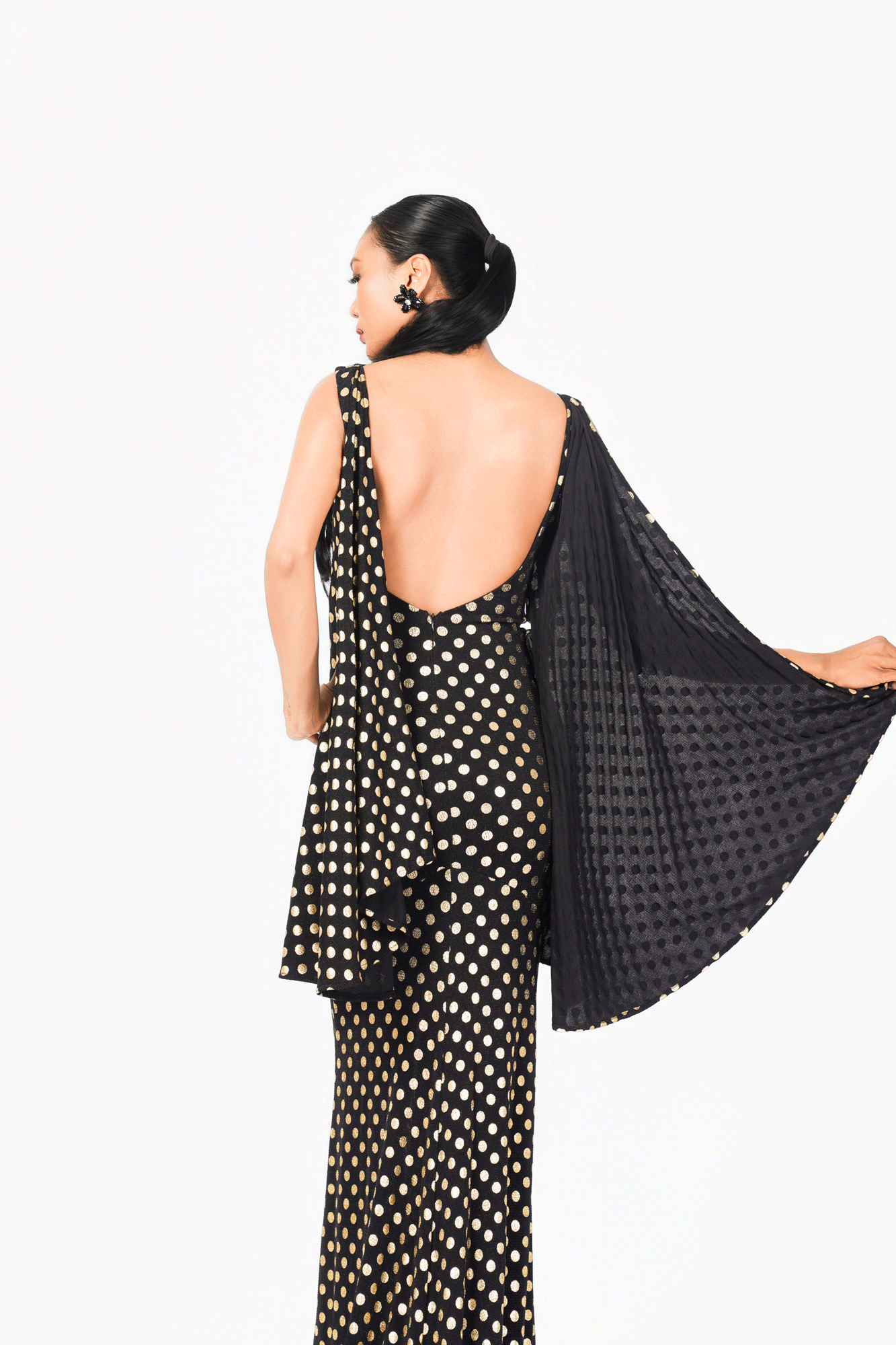 Sleeveless Bat Wing Back Evening Dress