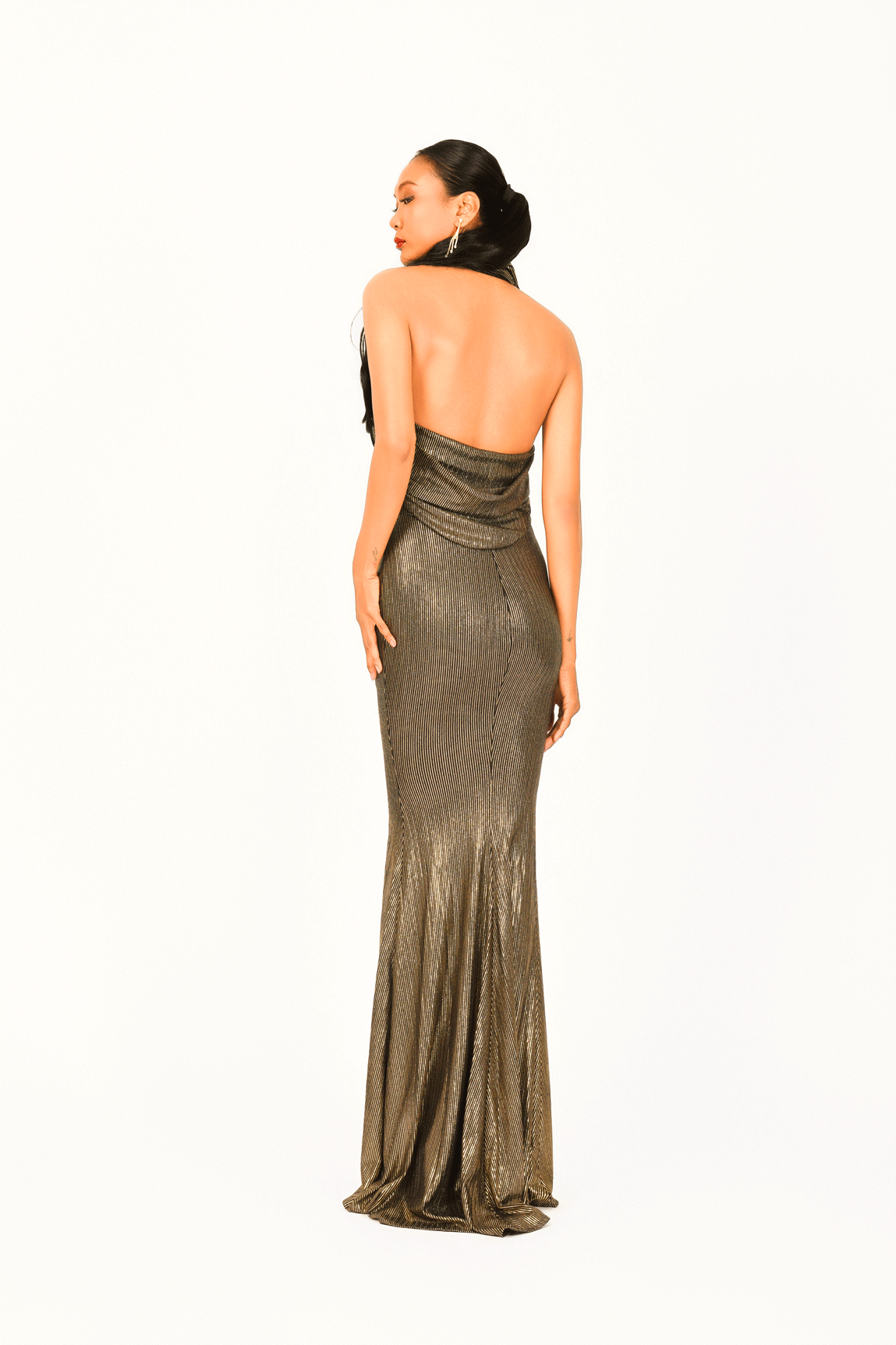 Turtle Neck Sleeveless Evening Dress