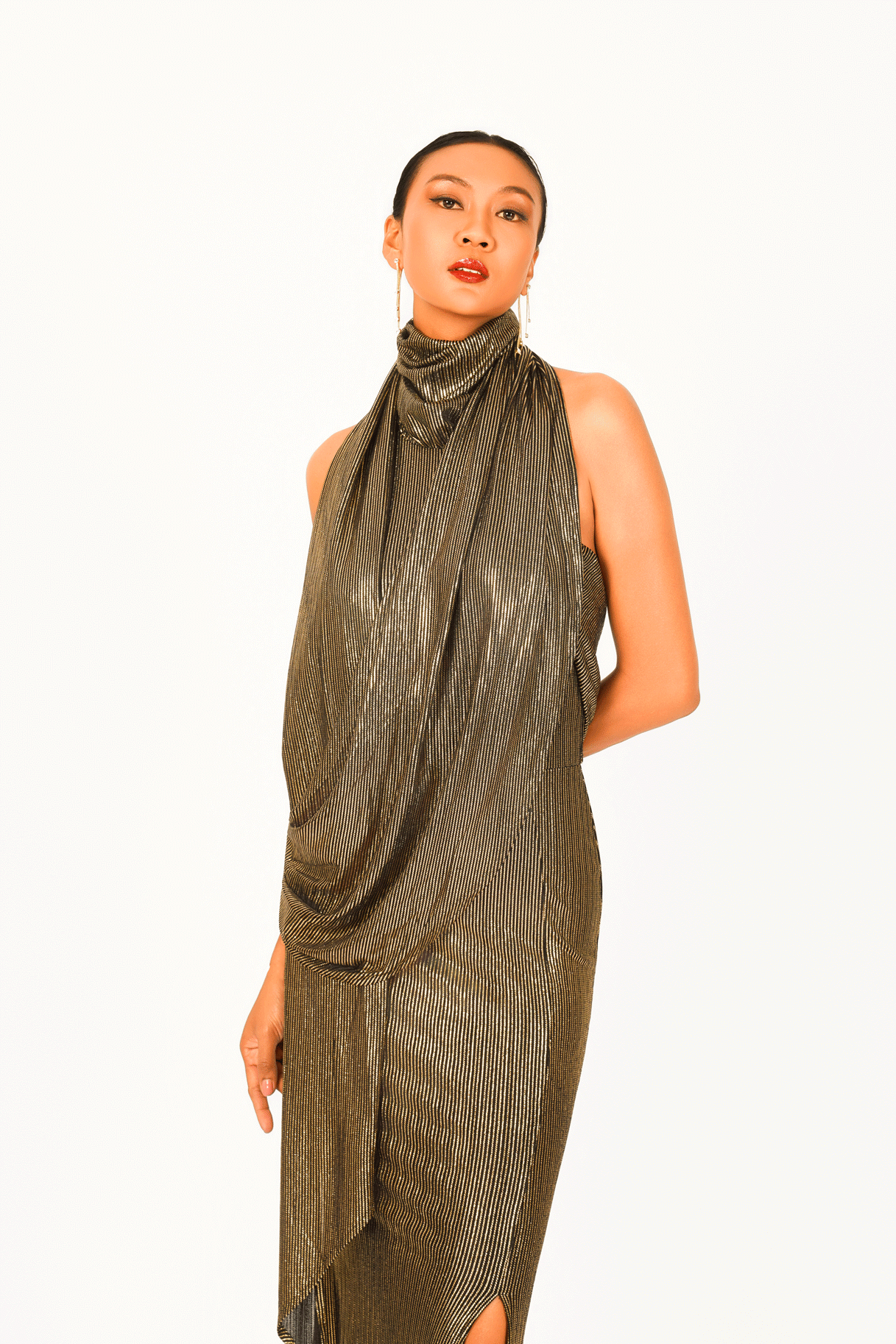 Turtle Neck Sleeveless Evening Dress