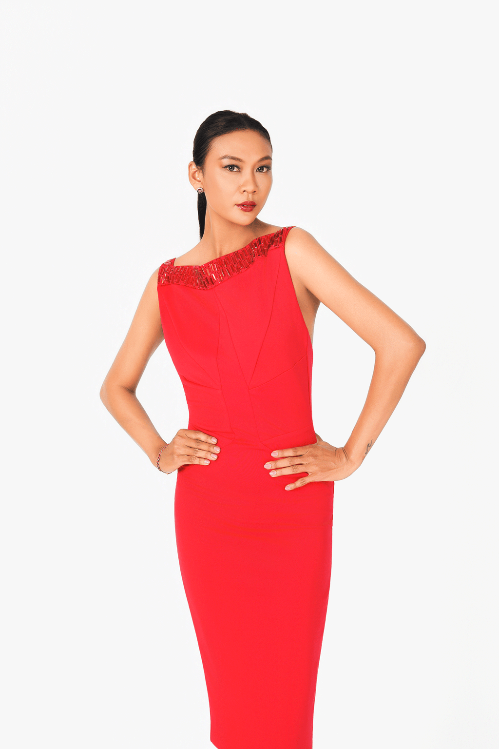 Open Back Crystal Edge Cocktail Dress