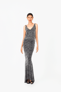 Deep-V Sleeveless Hot Fixed Evening Dress