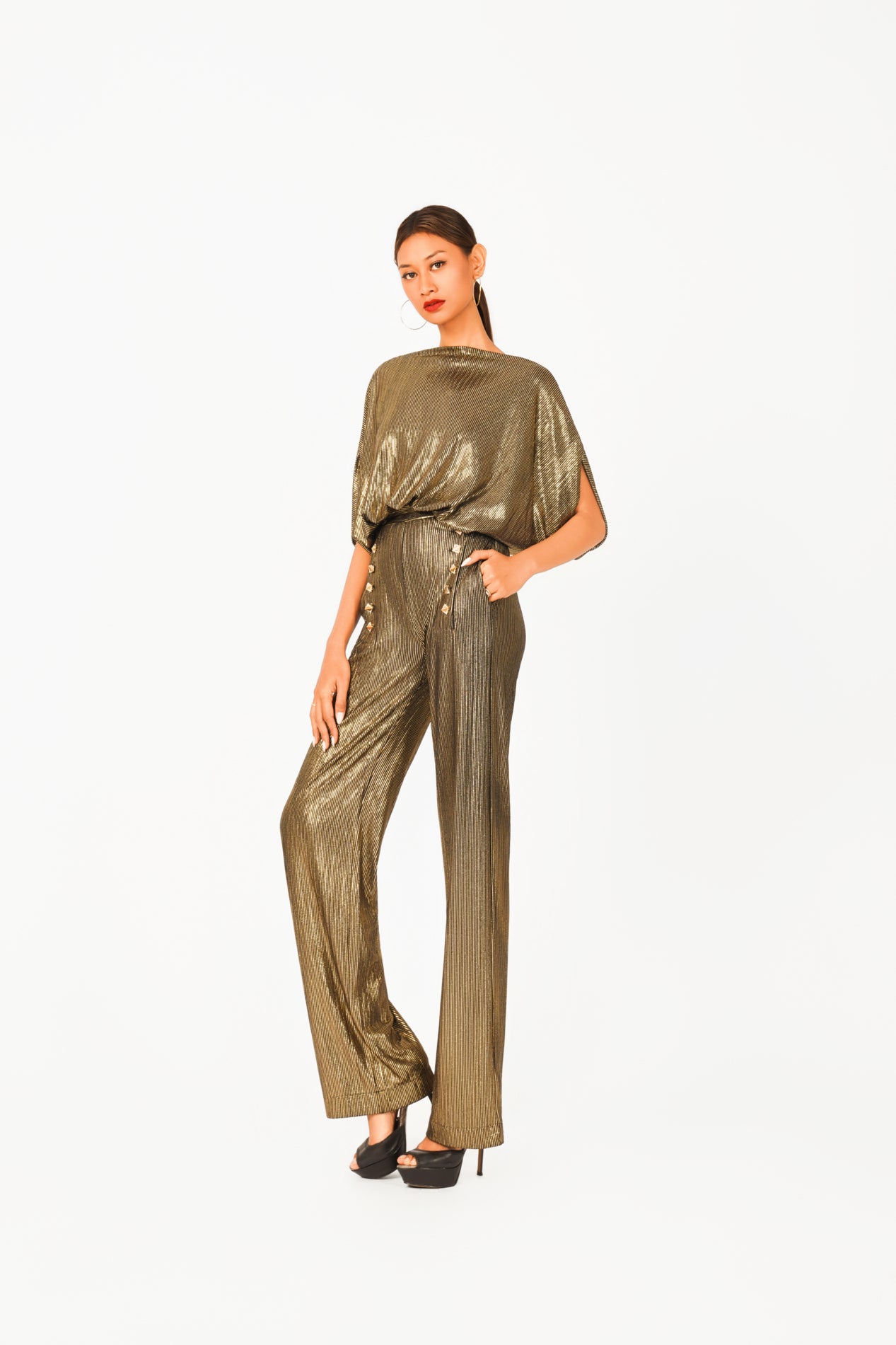 High Waist Buttons Pants