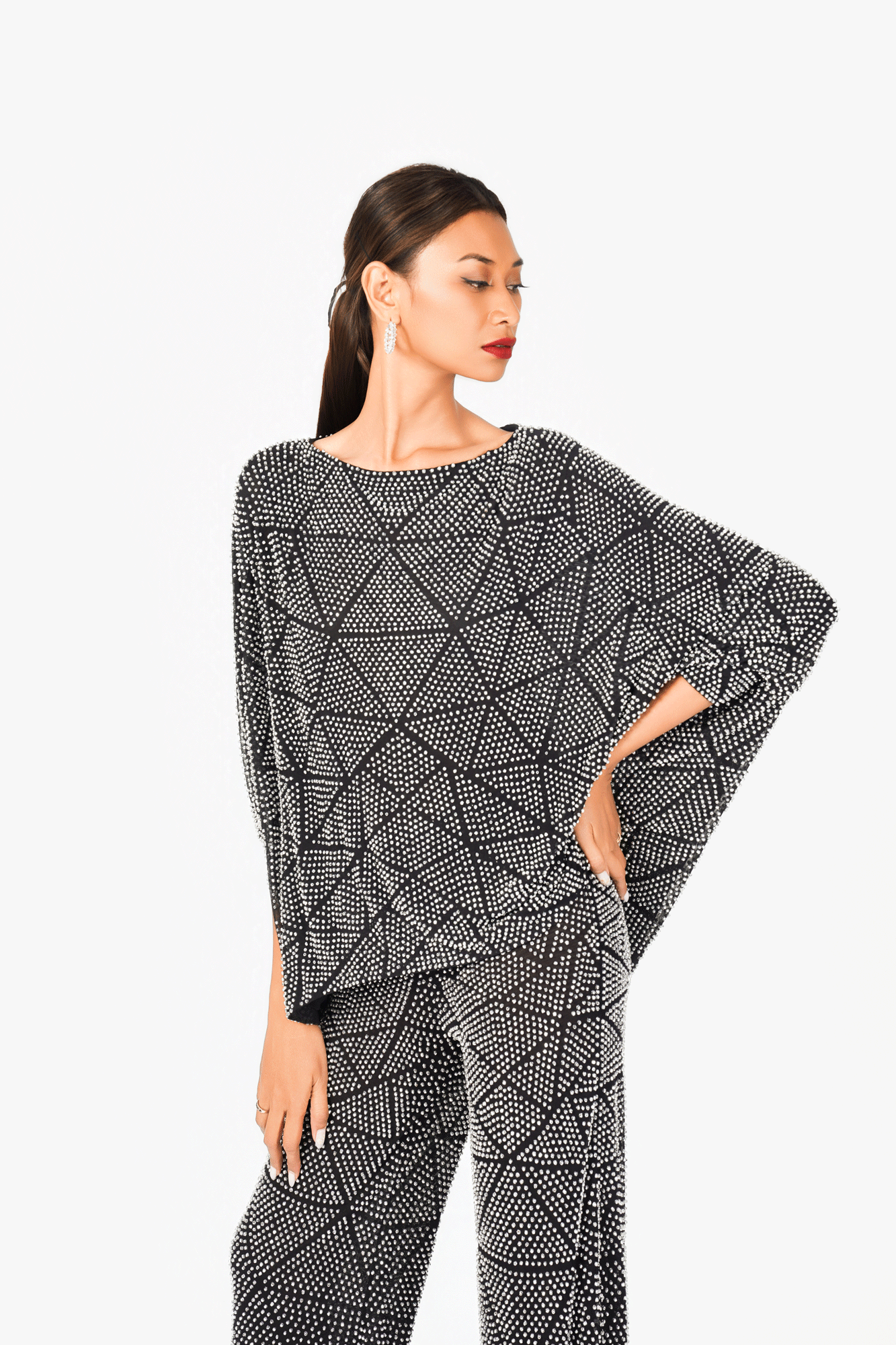 Bat Wing Sleeves Hot Fixed Top