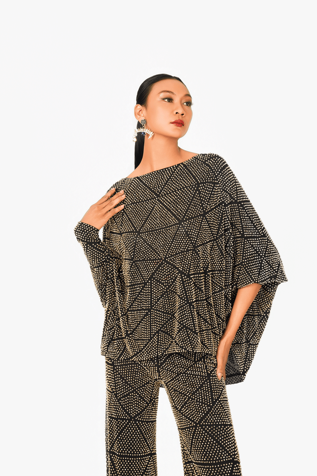 Bat Wing Sleeves Hot Fixed Top