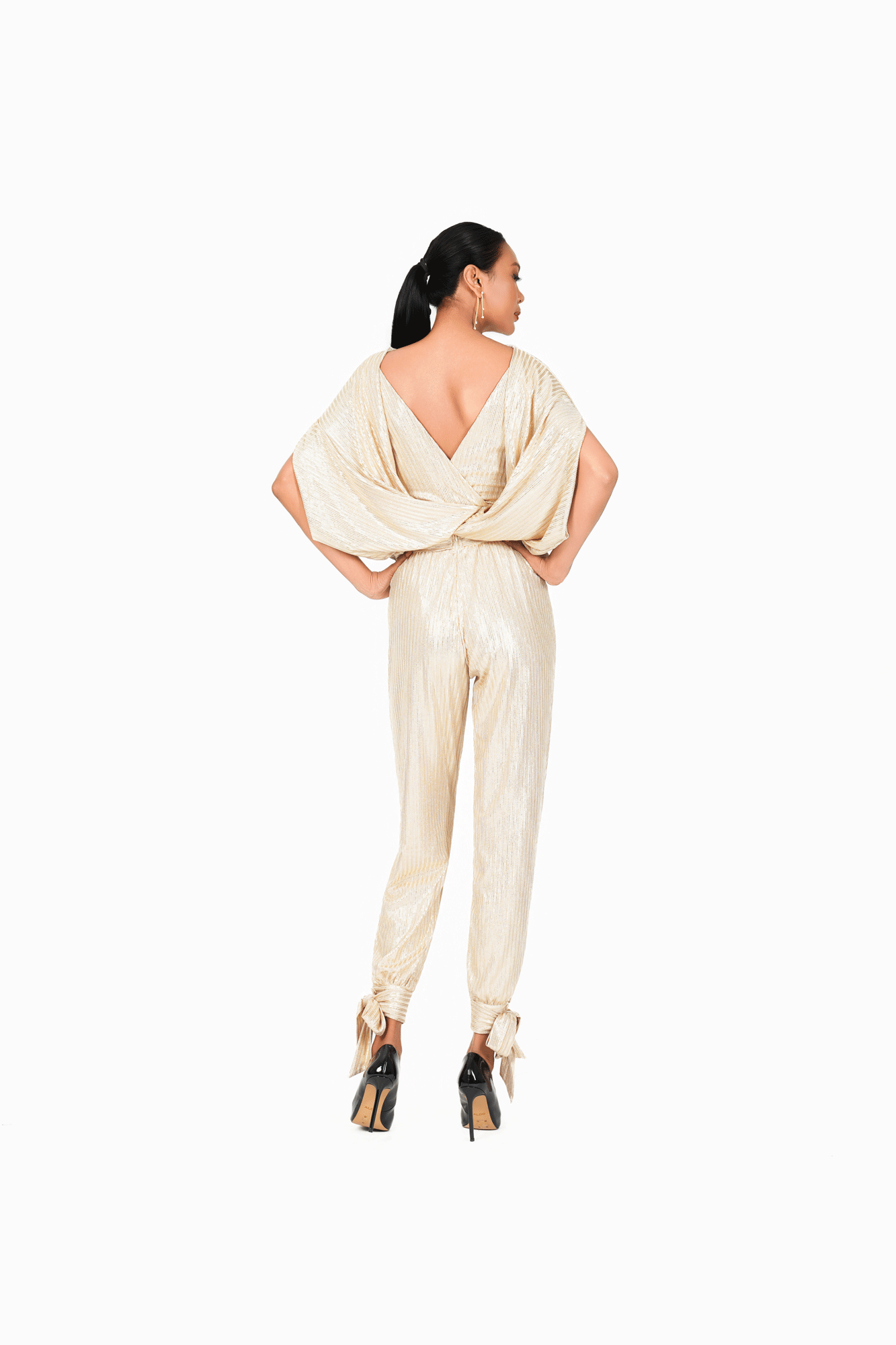 Bat Wing Sleeves Open Back Top
