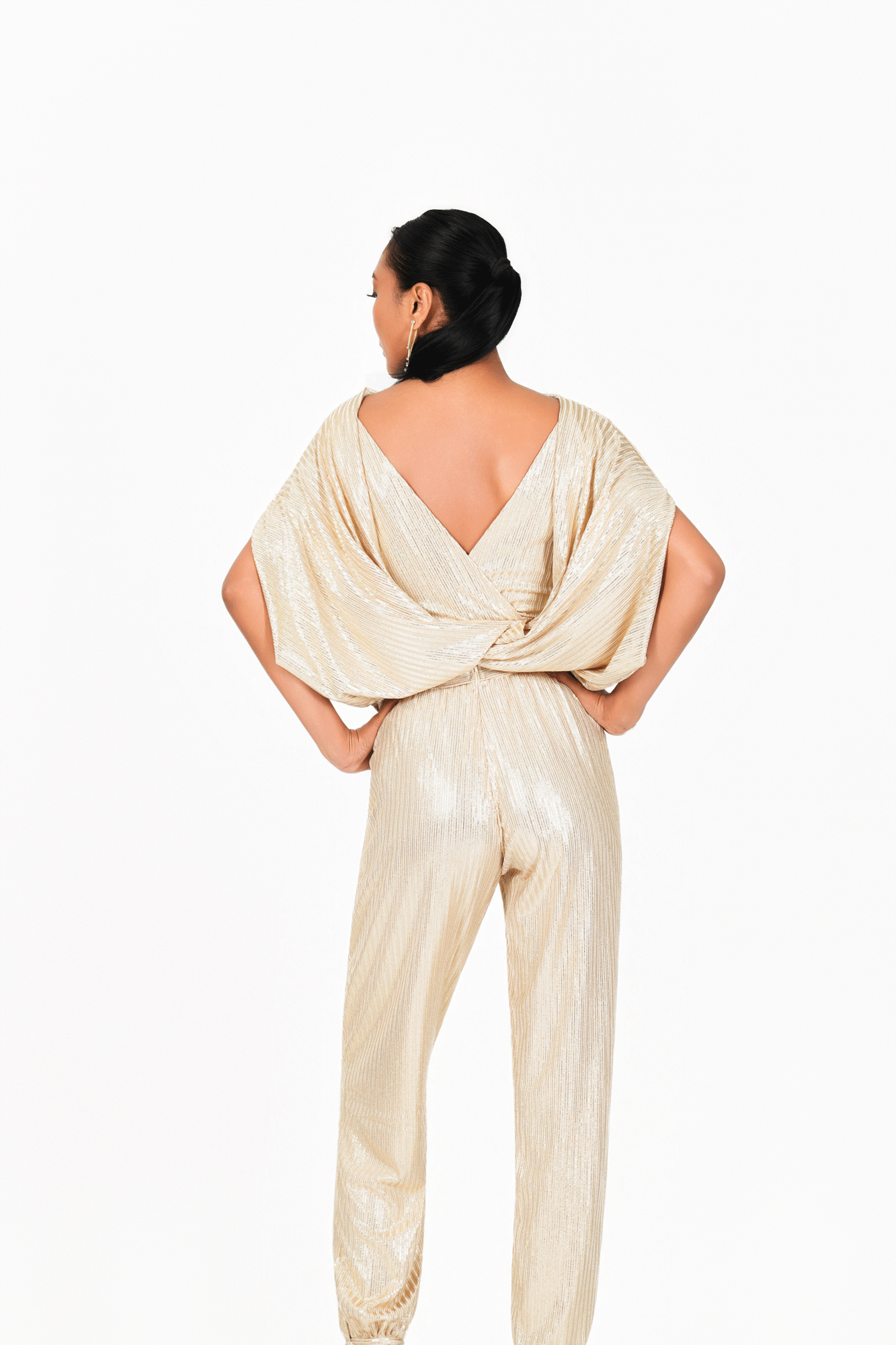 Bat Wing Sleeves Open Back Top