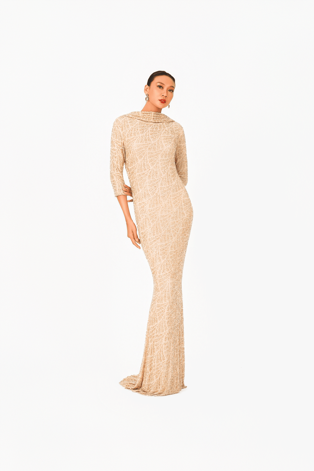 Long Sleeves Hot Fixed Evening Dress
