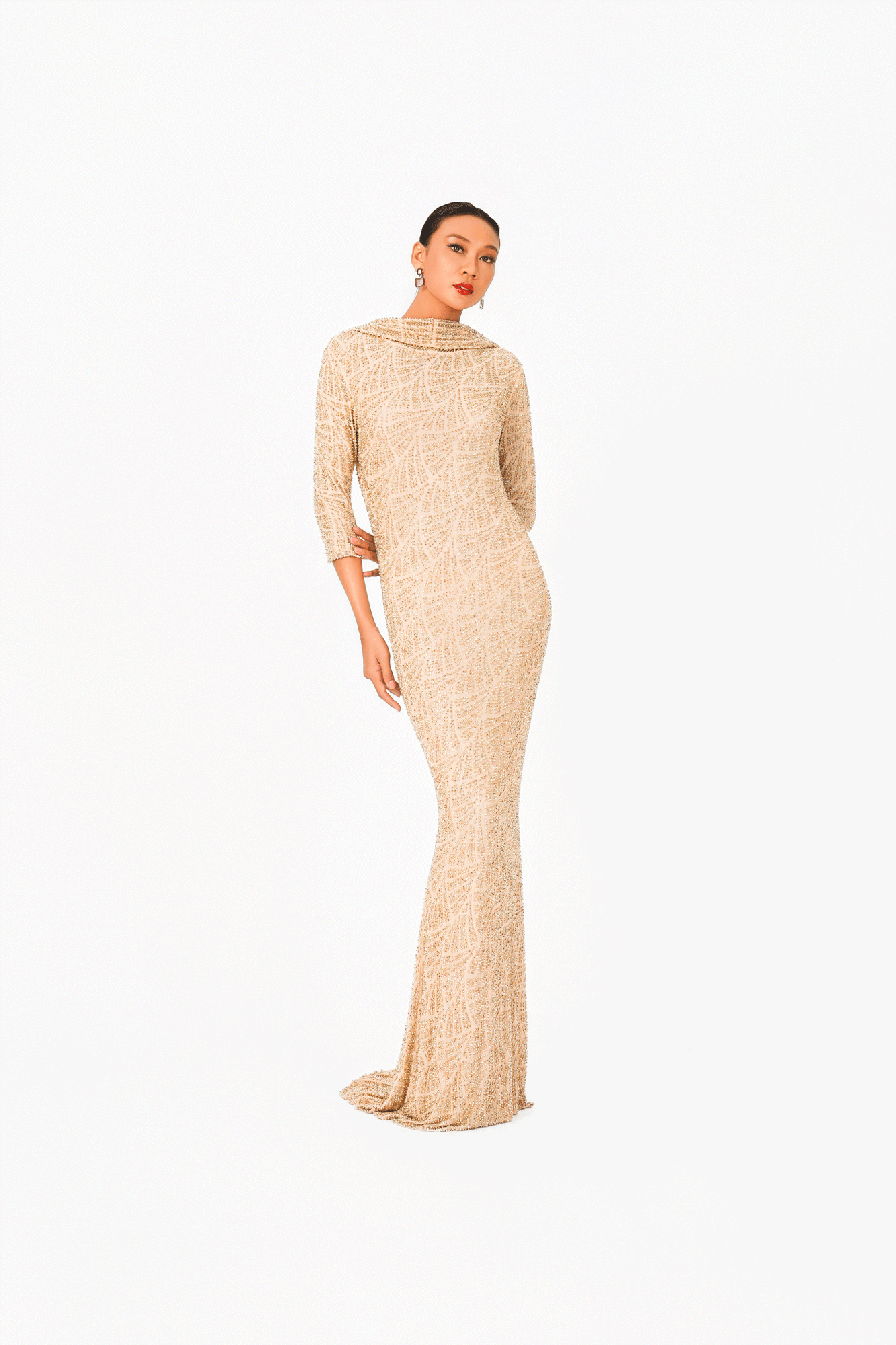 Long Sleeves Hot Fixed Evening Dress