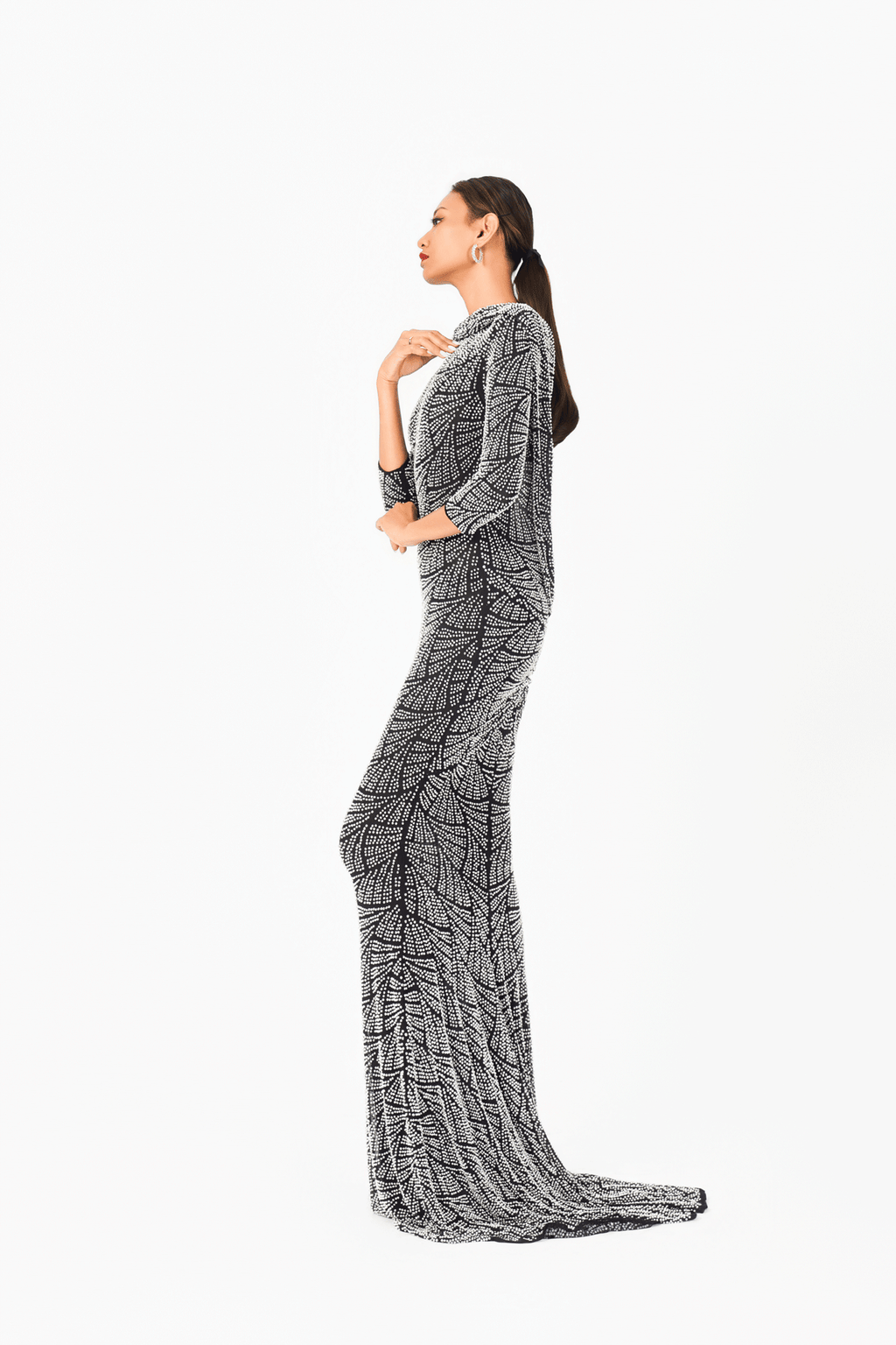 Long Sleeves Hot Fixed Evening Dress