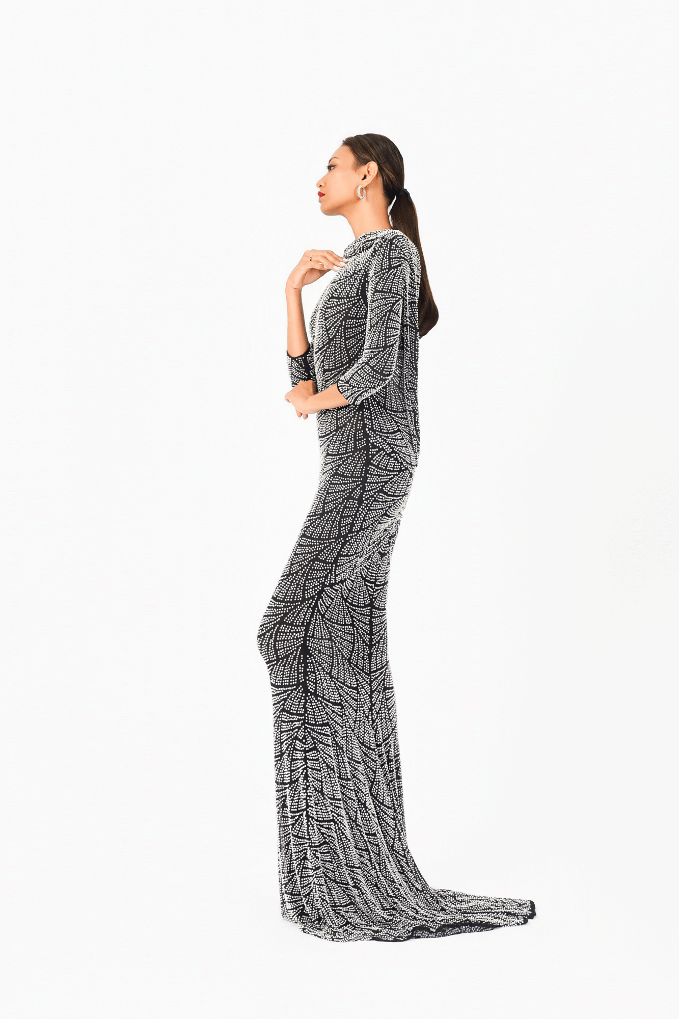 Long Sleeves Hot Fixed Evening Dress