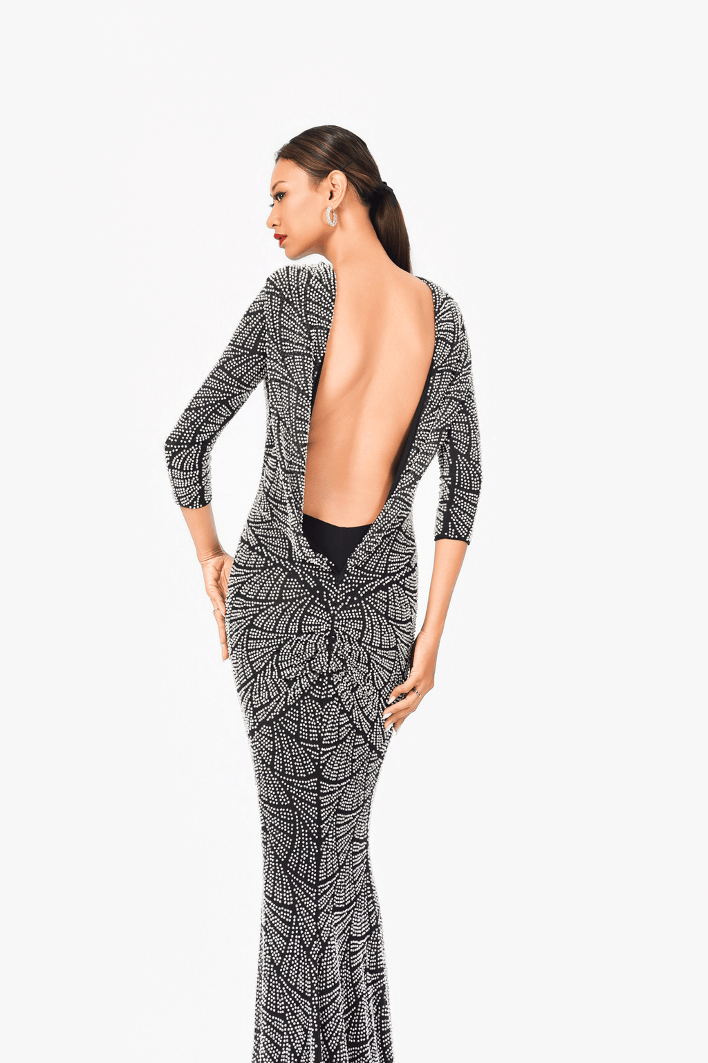 Long Sleeves Hot Fixed Evening Dress