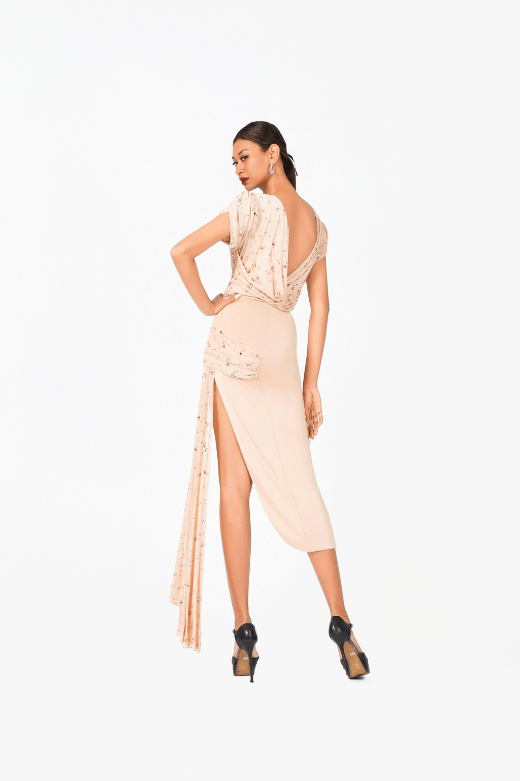Asymmetric Rainy Stone Long Skirt