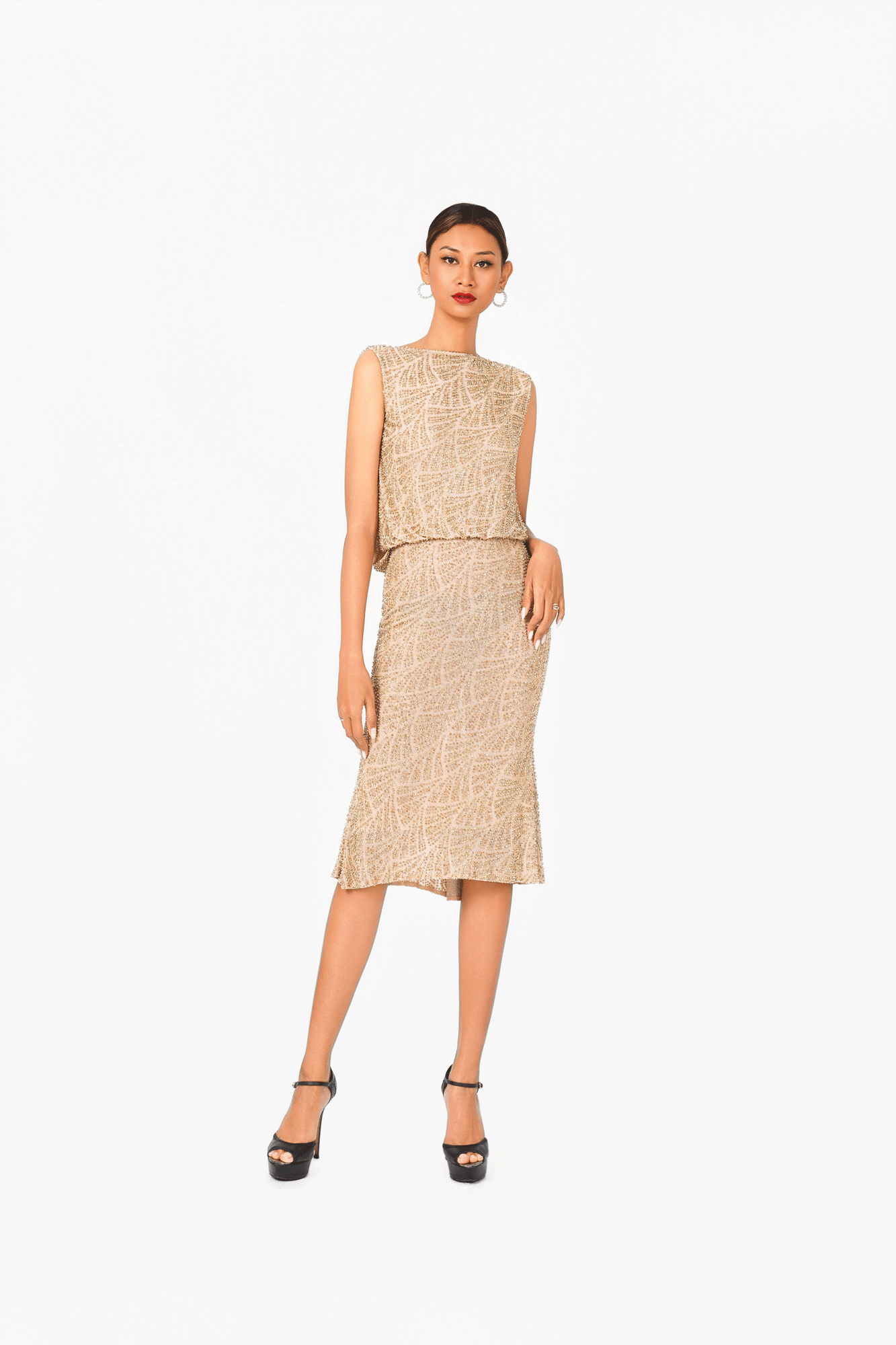 Sleeveless Hot Fixed Cocktail Dress