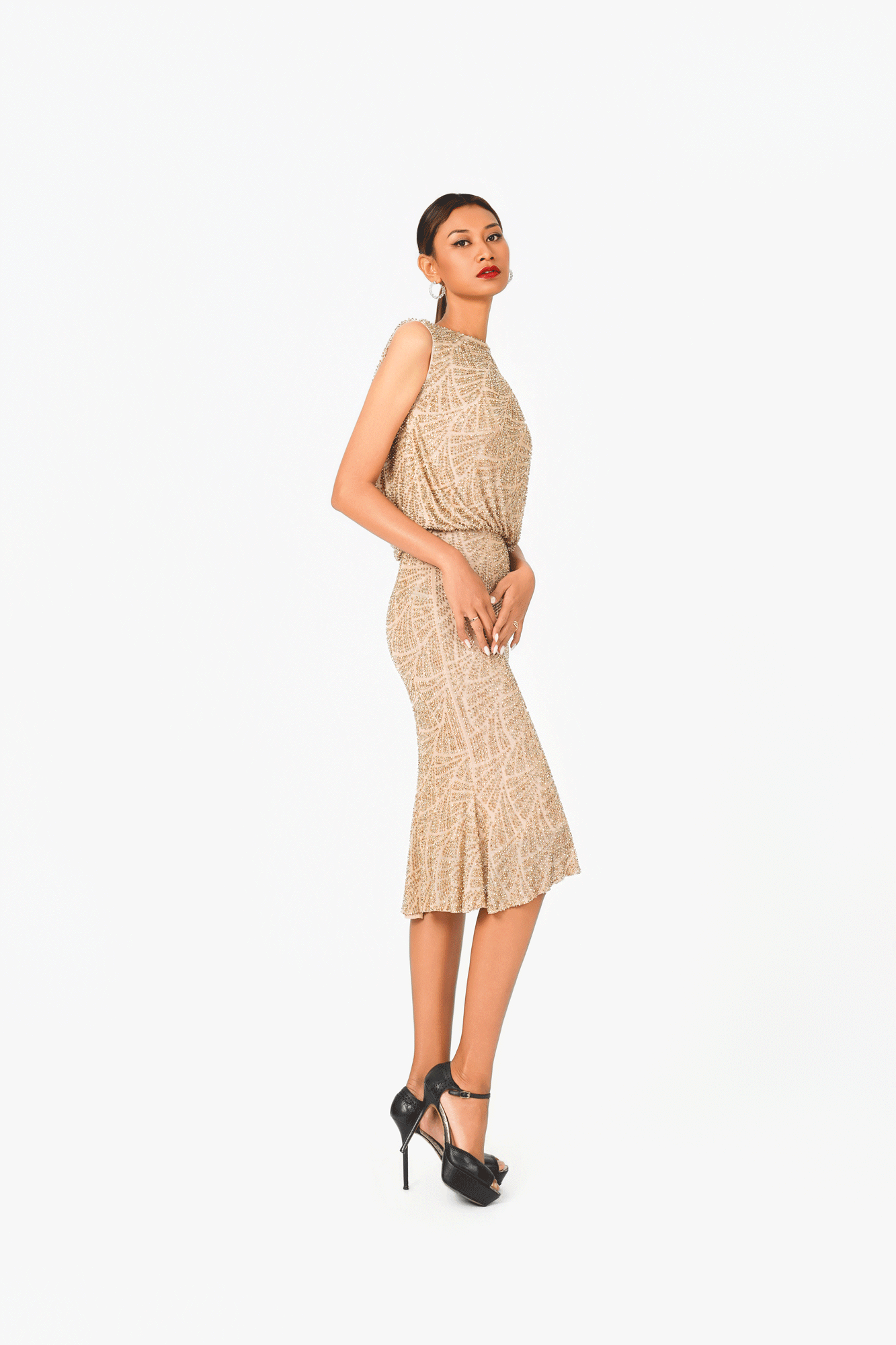 Sleeveless Hot Fixed Cocktail Dress