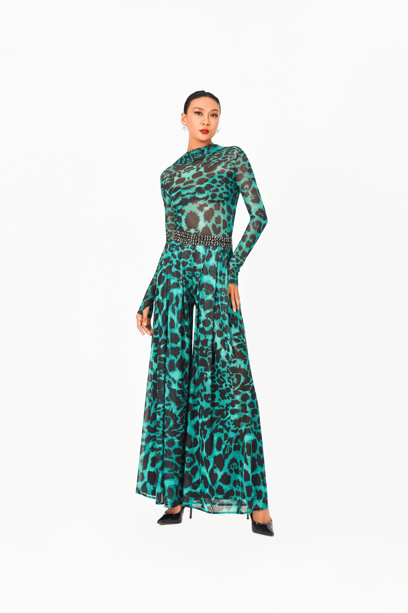 Leo Print Wide Leg Pants
