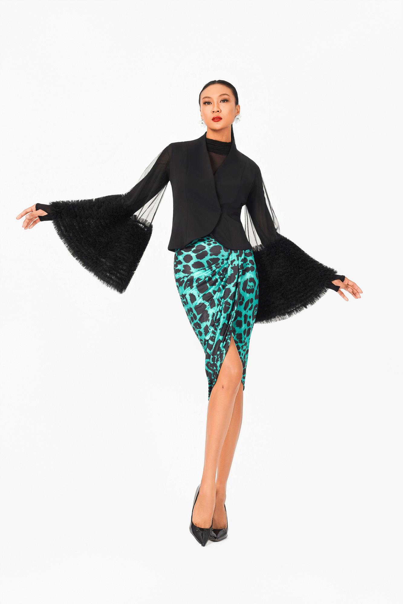 Puff See-through Sleeves Jacket