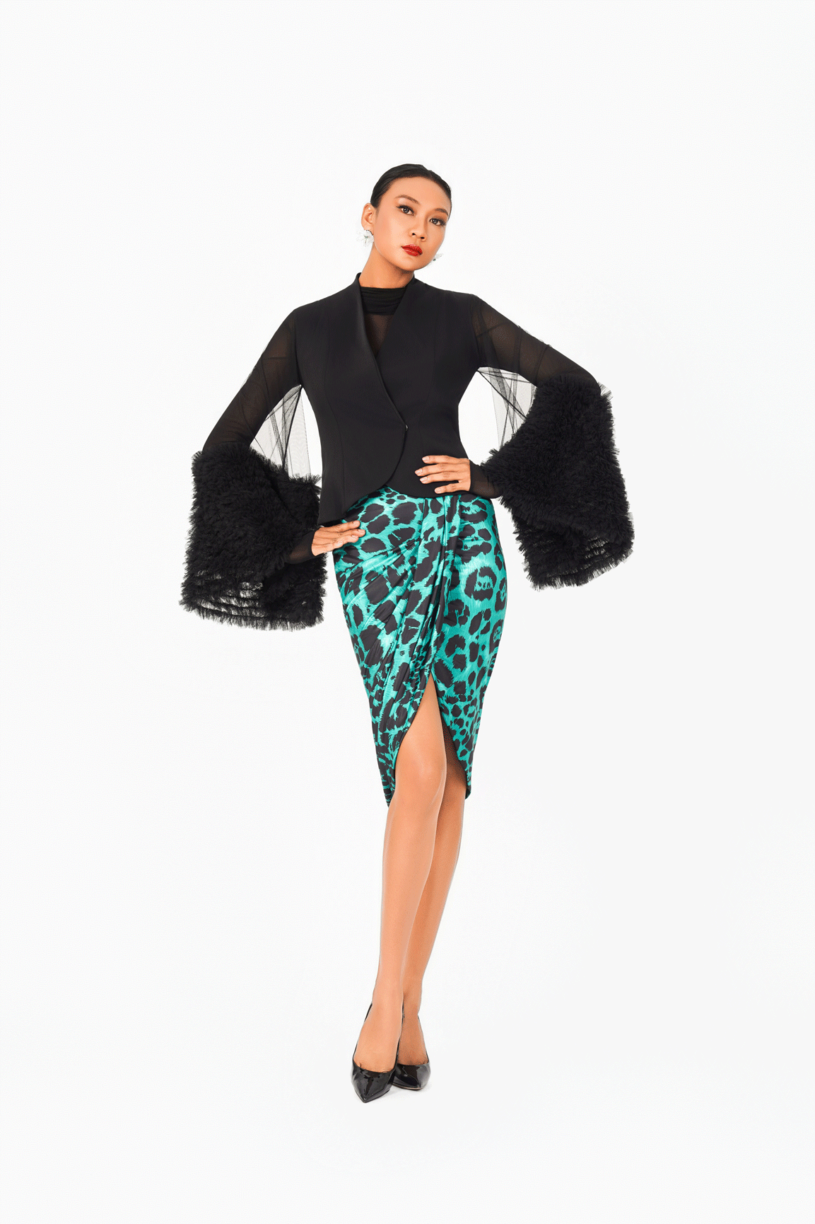 Puff See-through Sleeves Jacket