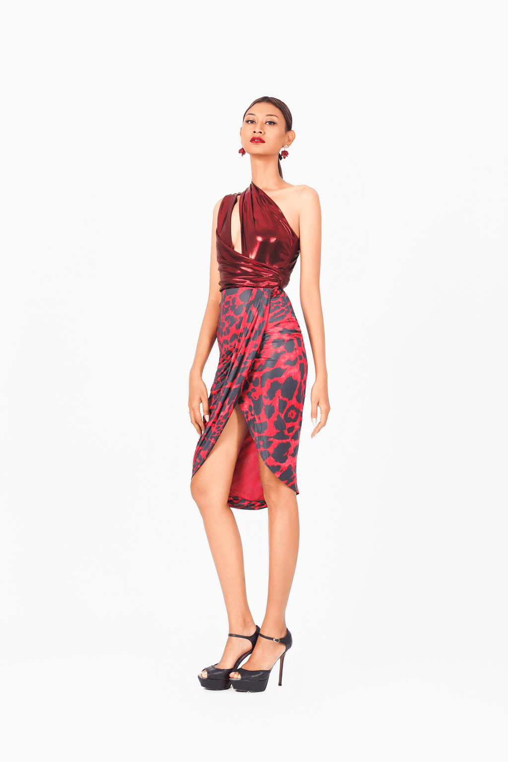 Leo Print Short Skirt with Slit