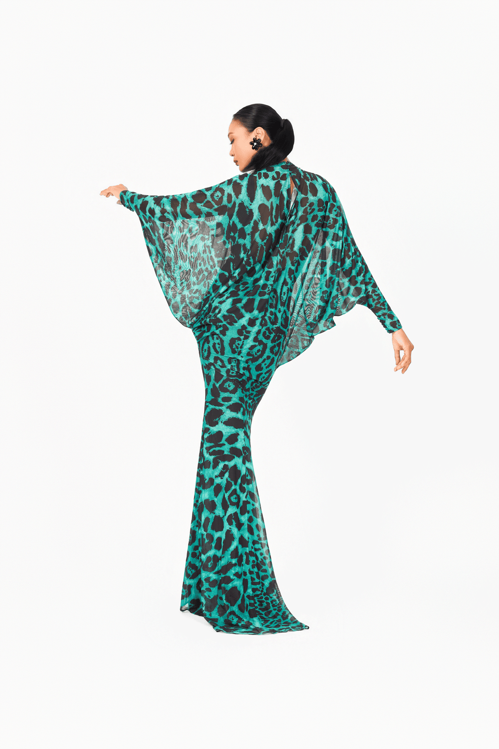 Leo Print Long Sleeves Evening Dress