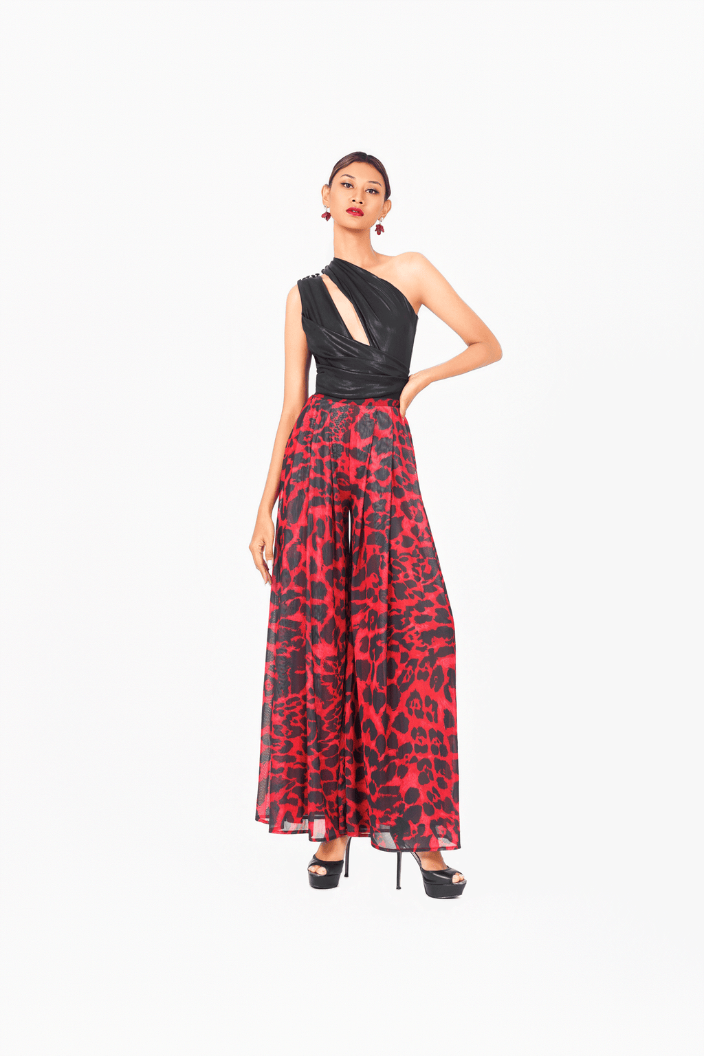 Leo Print Wide Leg Pants
