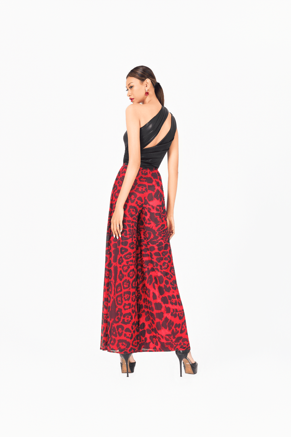 Leo Print Wide Leg Pants