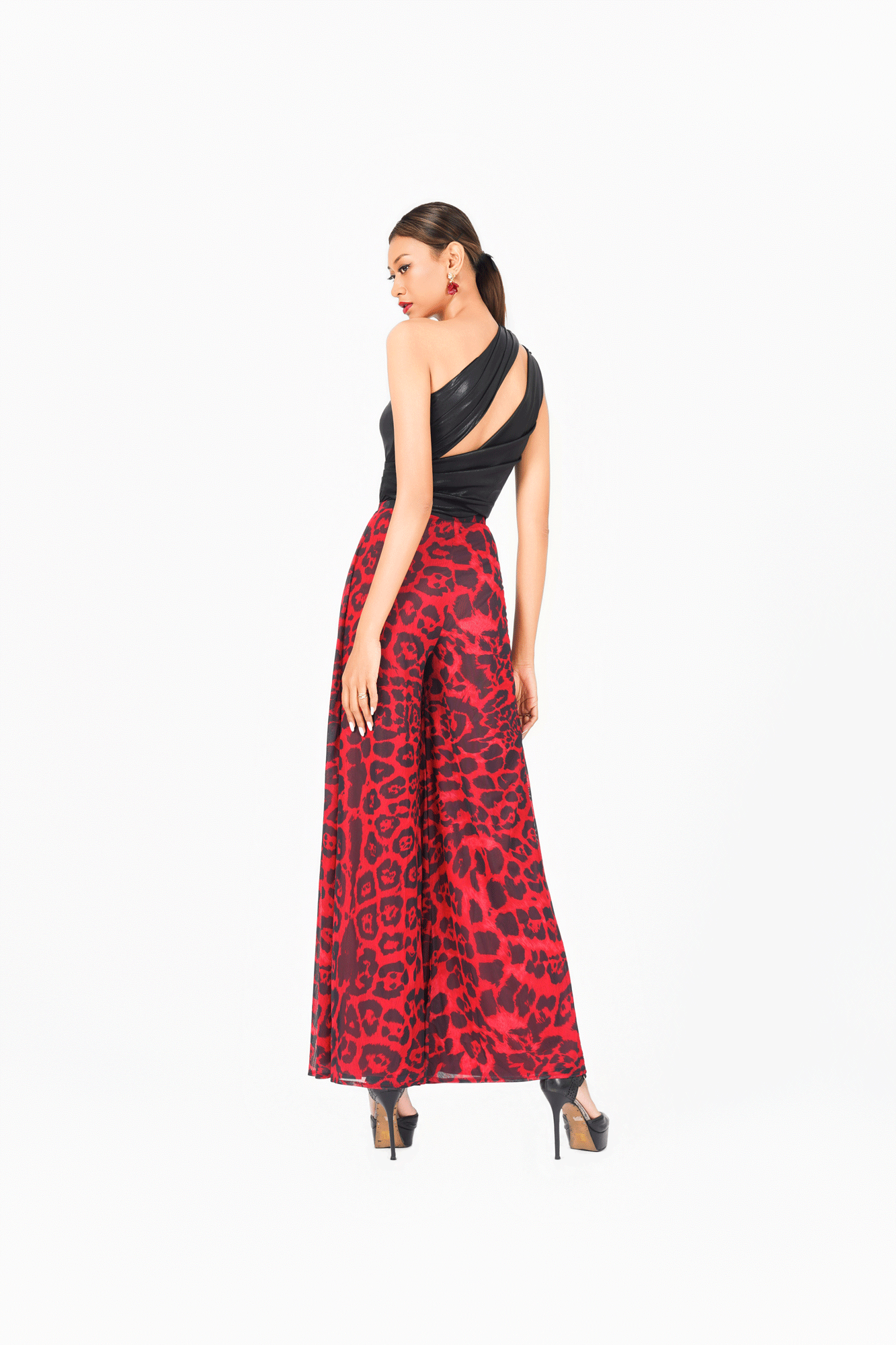 Leo Print Wide Leg Pants