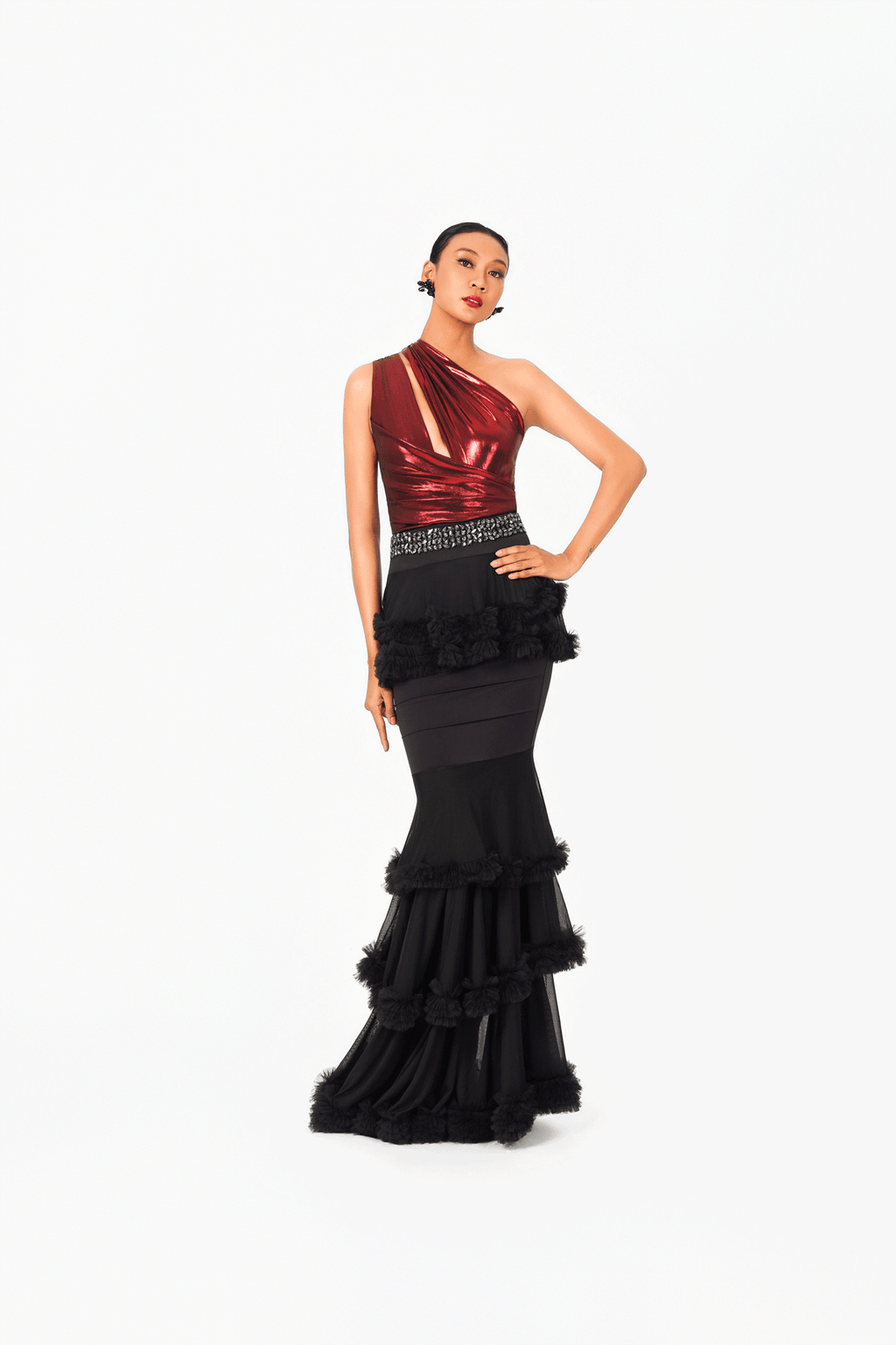 Ruffle Layers Long Skirt