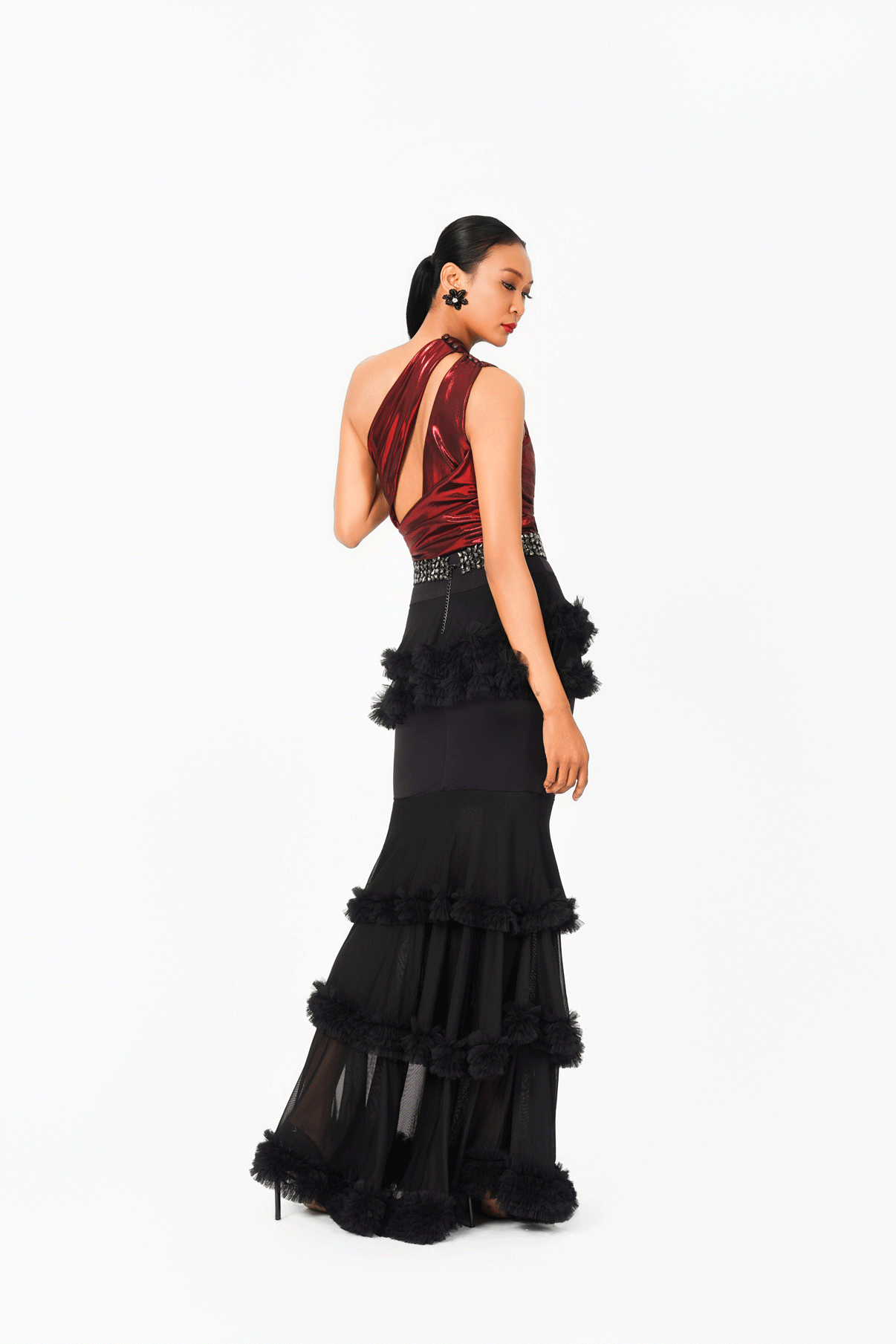Ruffle Layers Long Skirt