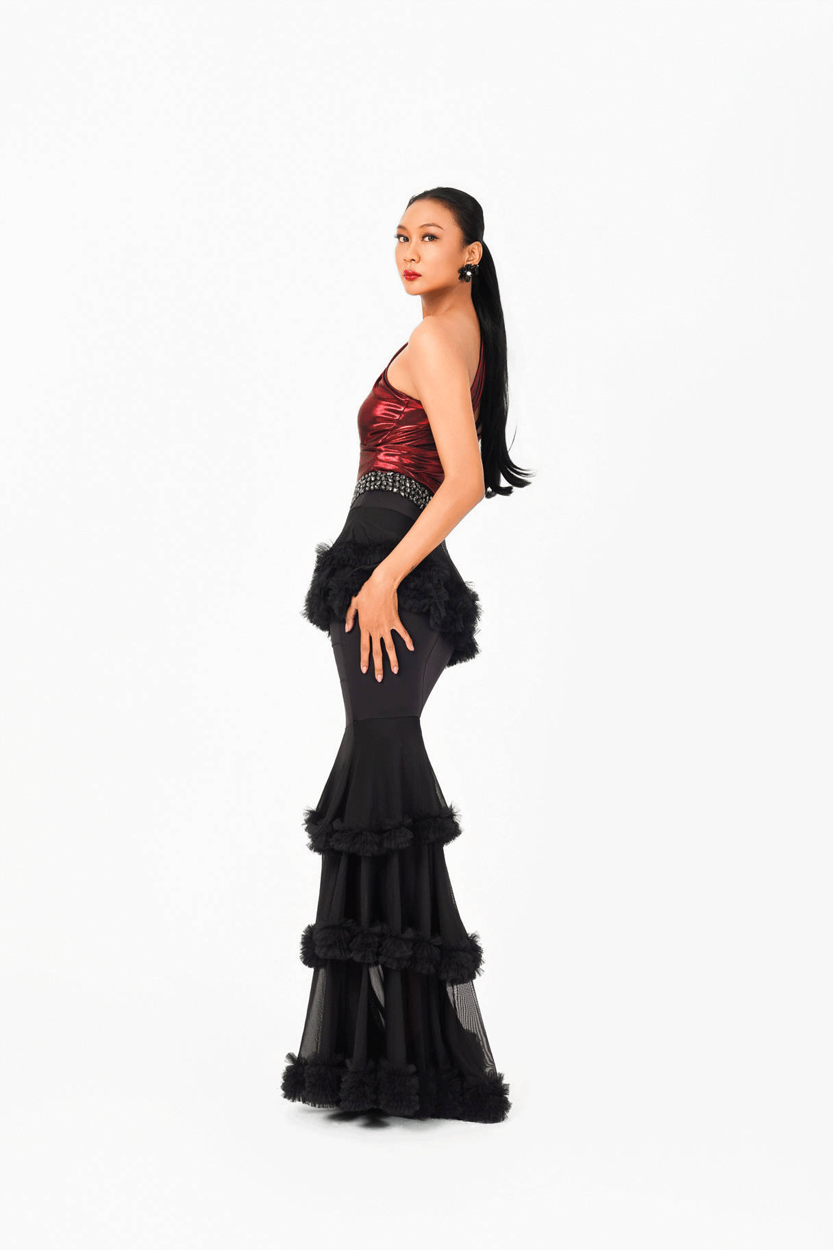 Ruffle Layers Long Skirt