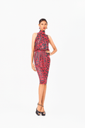 Leo Print Open Back Sleeveless Cocktail Dress