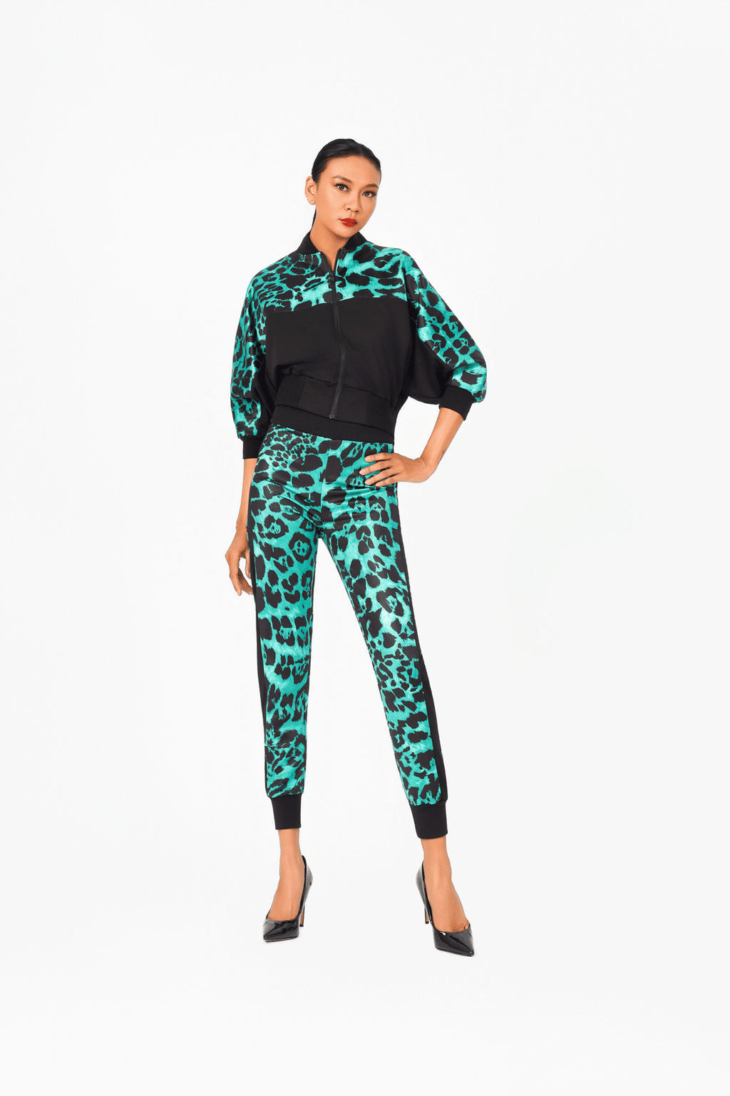 Green Leo Print Pants