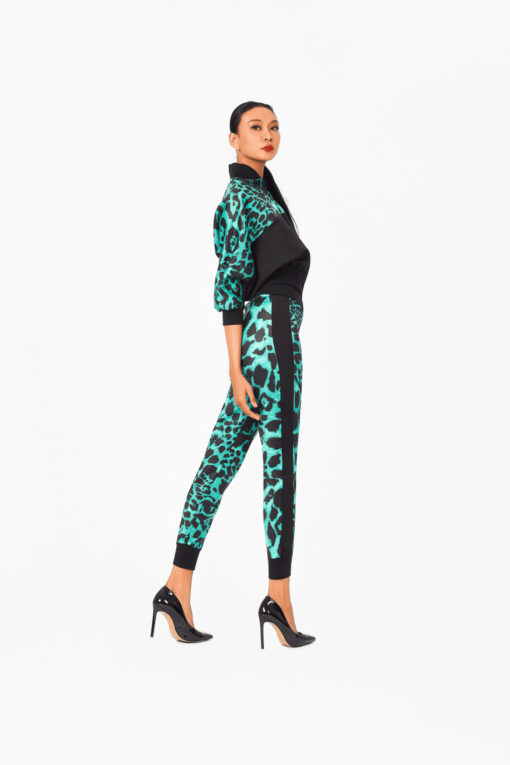 Green Leo Print Pants